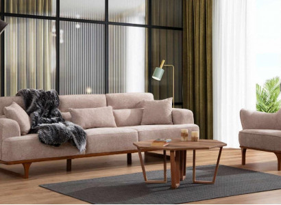 Beige sofa set three-seater armchair luxury armchair beige modern furniture